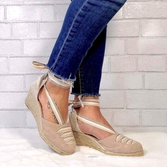 Lace-Up Wedge Espadrilles